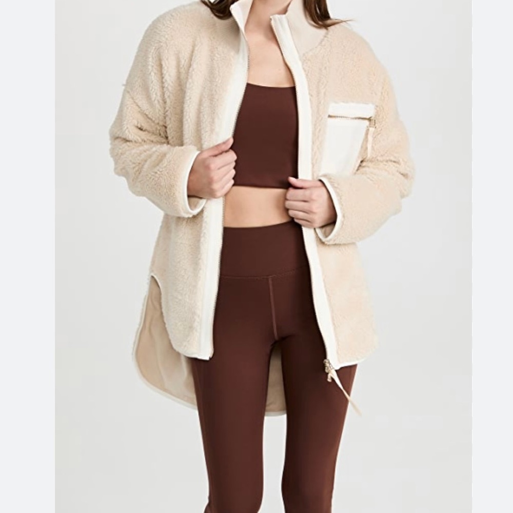 Varley Marney Chunky Sherpa Full Zip Jacket cream Medium large oversized